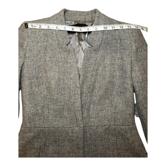 Zara Wool Frock Coat XS Gray Marl Inverted Lapel Winter Fall Overcoat Jacket - Picture 13 of 16